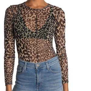Socialite Leopard Mesh Shirt XS (Y2K Animal Print)